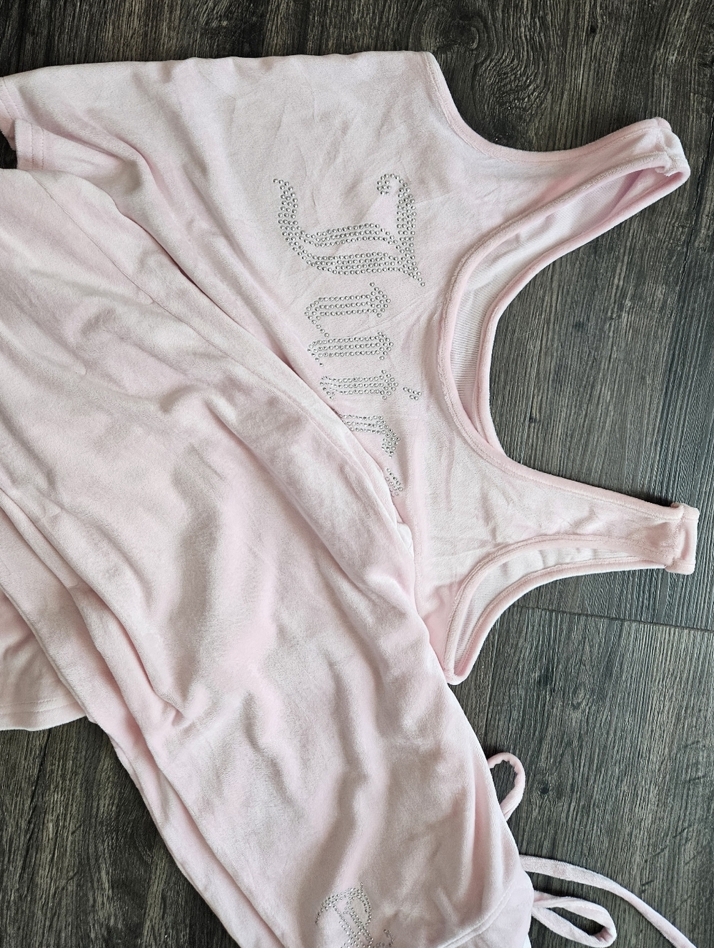Juicy Couture Light Pink Rhinestone Logo Pajama Tank Set